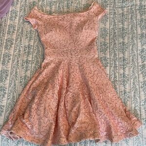 B Darlin Blush Sequin Lace Dress